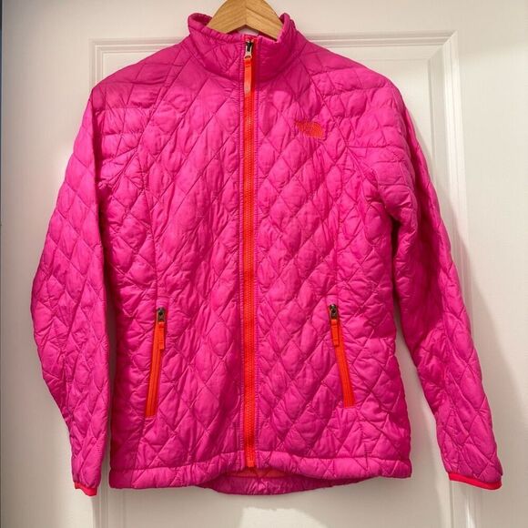 The North Face Girls Thermoball Full Zip Jacket Girls L 14/16 Pink Diamond Quilt - Picture 1 of 7